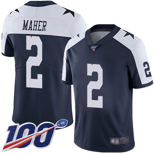 Men Dallas Cowboys Limited Navy Blue Brett Maher Alternate #2 100th Season Vapor Untouchable Throwback NFL Jersey->youth nfl jersey->Youth Jersey